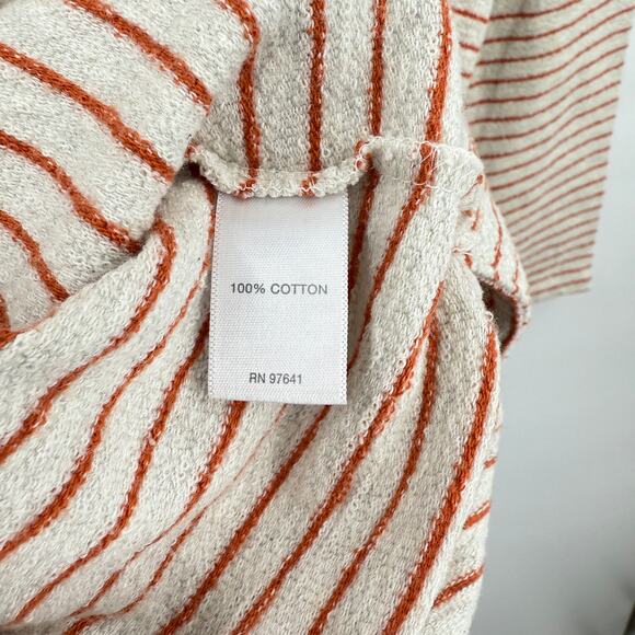 J Jill Cream & Burnt Orange Stripe Long Sleeve Tunic Top Petite Large - Picture 7 of 7